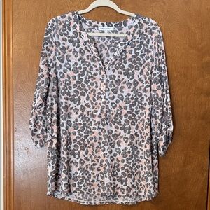 Ramy Brook Animal Print Blouse in Pink and Gray